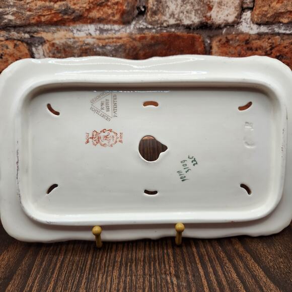 Royal Bonn Germany Pierced Vanity Tray 11” Floral Gilt Corset Stay Holder - Picture 2 of 11